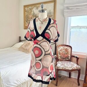 Retro silk euro dress  y2k patrizia pepe 100% silk circle print dress euro 40